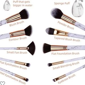 Luxury 10 piece make up brushes and 2 blend sponges